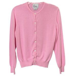 LILLY PULITZER Vintage 90s Women's Cardigan Sweater, Barbiecore, Pink - Medium